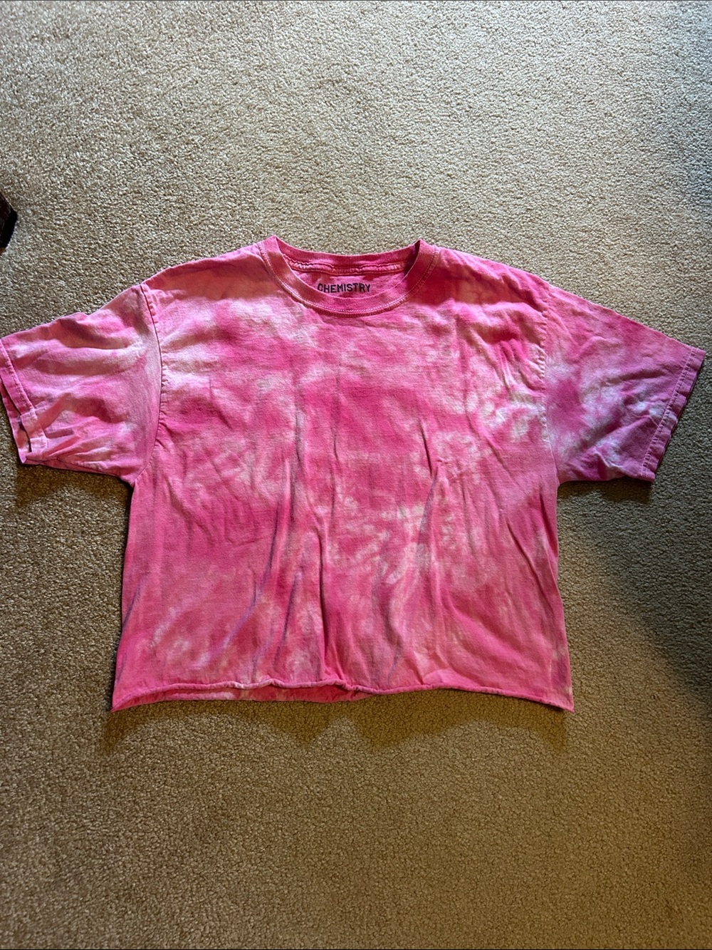Chemistry, pink tie-dye crop T-shirt